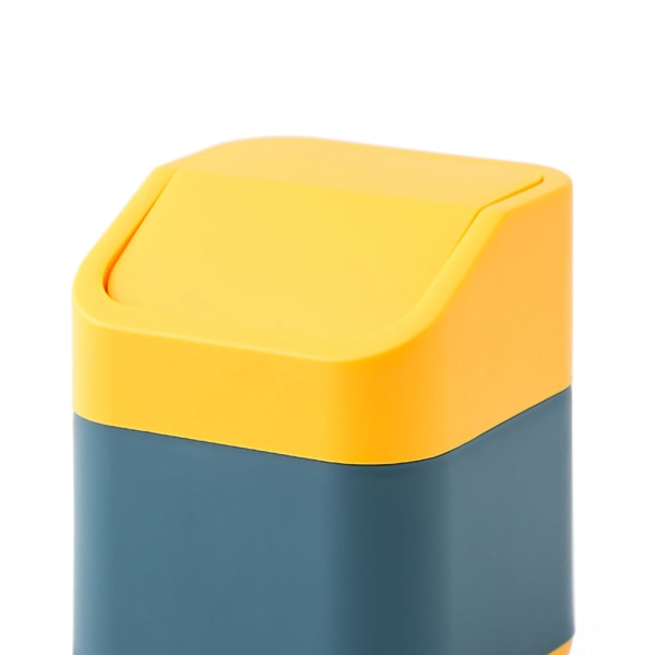 Pöytäkoneen roskakori söpö pudotuksenkestävä CAN pieni pöytäkoneen roskakori irrotettavalla kannella autoon ja kotiin käännettäväksi [keltainen laivasto]