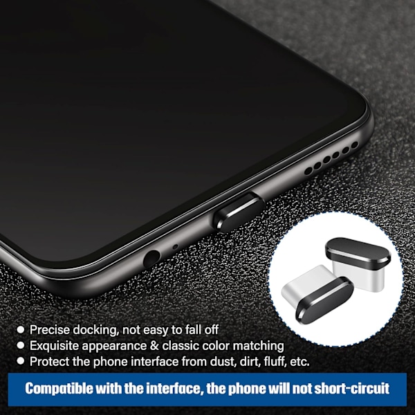 4-pack (Svart) USB C Dammskydd Typ-C Skydd Kompatibel