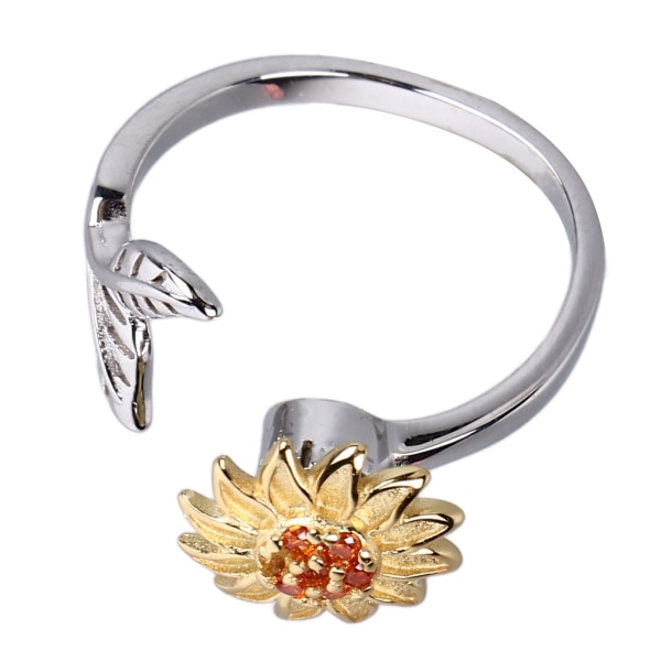 Udsøgte roterende blomstring kvinder Stress Relief Silver Rhinestones Justerbare åbne ring smykker