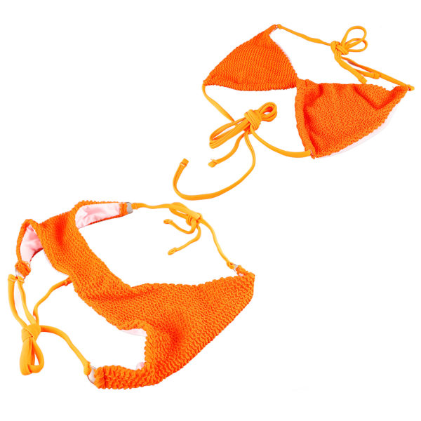 Kryss-bikinisett Tie Side Ren farge Kvinner 2 deler Badedrakt Badedrakt for sommer Strandsvømming Orange M