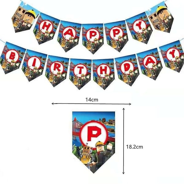 60:e Roblox Fest Dekorationssats Banderoller Ballonger Tårta Toppar Virvlar