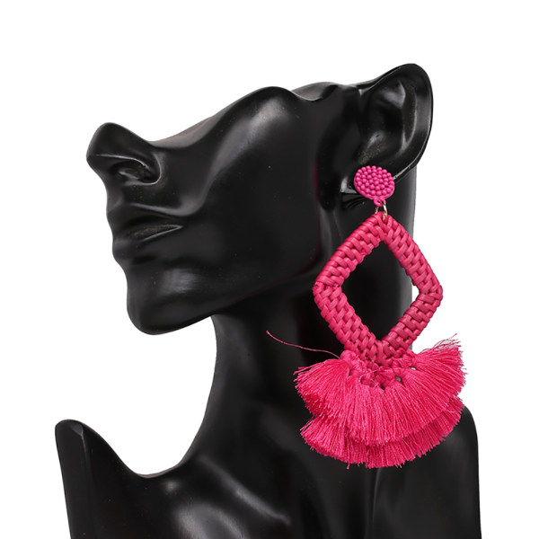 Lady Women Etninen tyyli tupsu Sweet Girl Ear Drop -korvakorut (vaaleanpunainen)