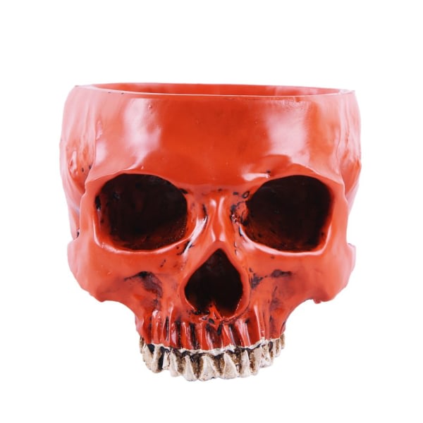 Human Skull Head Design Blomkruka Hem Container Replica Container Oranssi Röd