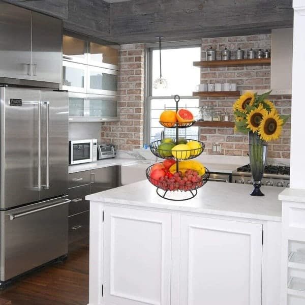 3-Tier Fruit Basket with Detachable Fruit Bowl for Vegetables, Snacks