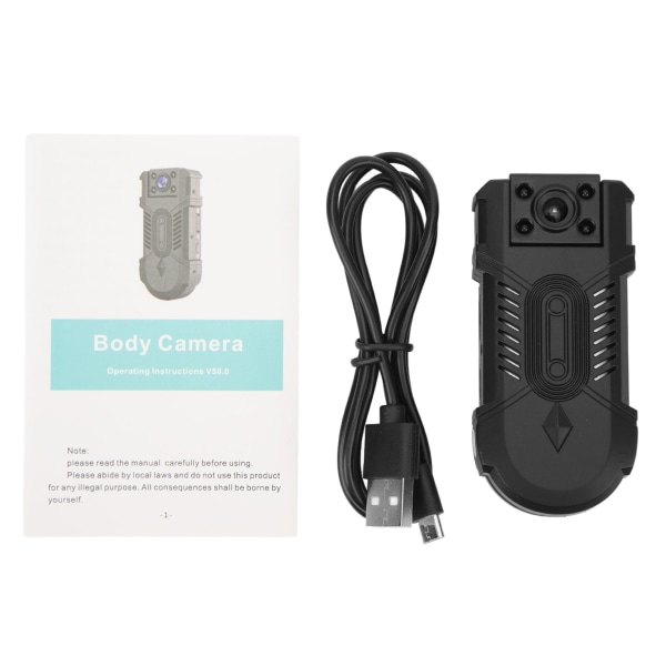 Kroppskamera 1080P videoinspelning Bärbar bärbar poliskamera för hemsäkerhetsvakt Utomhusresor Camping Cykling