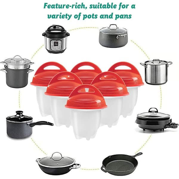 Silikon Egg Cooker, 6 stk Kokte Egg Silikon Pocher, Egg Cooker Lett Egg Cooker Egg Cup Matkvalitets Silica