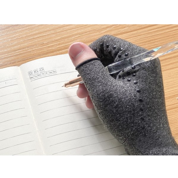 Sports Half Finger Handsker Anti-Slip Åndbar Komfortabel strikket stof Gigt kompressionshandsker Heather Grey S