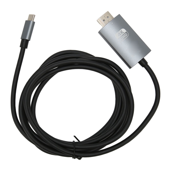 Typ C till HD Multimedia Interface Kabel Stöd 4K 30Hz Plug and Play Typ C till HD Kabel för TV-skärm Svart Grå