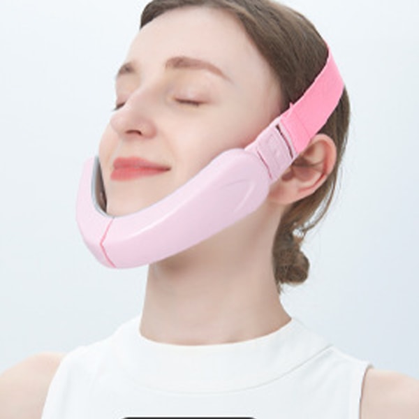 Elektrisk V Face Shaping Bælte 12 Gears Micro Current Massage Dobbelthageløftemaskine til kvinder Face Beauty Pink
