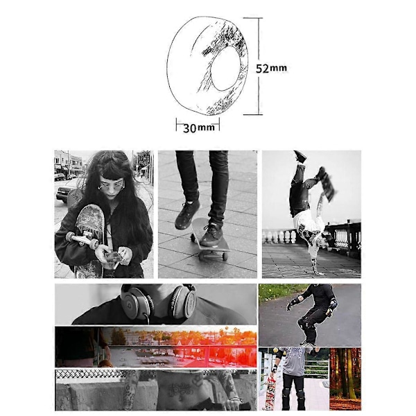 Skateboardhjul med lejer 52x30mm Street PU Hjul Skateboarddele Cruiser Longboard Hjul.pa