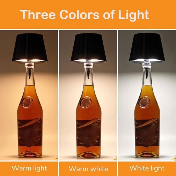 Trådlös LED-flasklampa för vin (vit) Vit Vitt Vitt