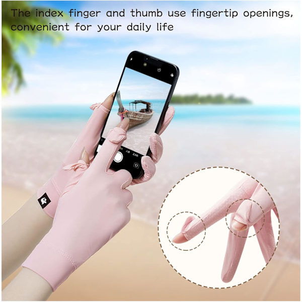 2 par solkremhansker for kvinner, sklisikre UV-beskyttelseshansker for kjøring, hansker med full finger touch screen, håndleddslengde for sommerridning