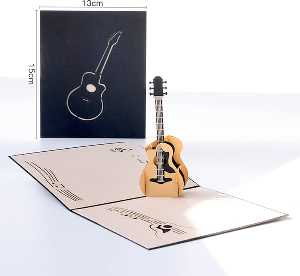 Gitarrdesign 3D Pop Up-kort Gratulationskort Gitarrpresent Musikgåva för gitarrist Musiker