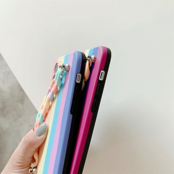 Nyt til Iphone 12 Pro Rainbow Shockproof Case med Rainbow Armband(b)