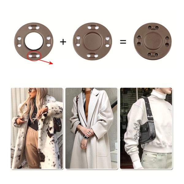 10 par magnetiska kläder osynliga magnetknappar DIY-kläder Svart 12,5mm