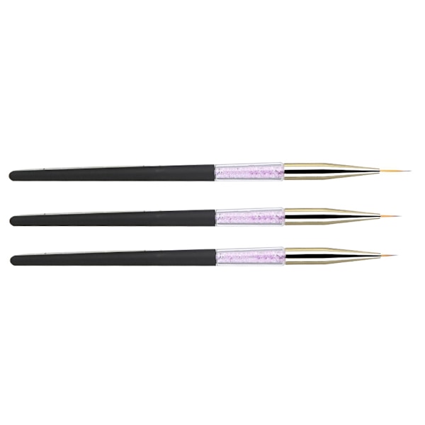 3 stk Nail Art Dotting Liner Pensel UV Gel Maling Pen Set Strasshåndtak (svart)