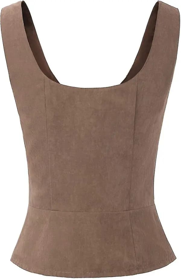 Piratinspireret renæssancevest til damer, cosplay-kostume, bondelivstykke, kaffe Medium Coffee Medium
