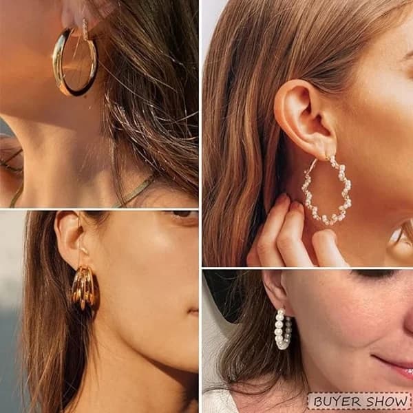 36 par guldøreringe sæt til kvinder piger, mode perlekæde Link Stud Drop Dingle øreringe Multipack Hoop øreringe, allergivenlige øreringe