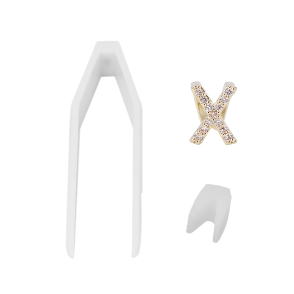 Pinnoitetut englanninkieliset Letter X Hammastuki Metalli Muodikkaat hampaiden koristelukorut PartyGoldille