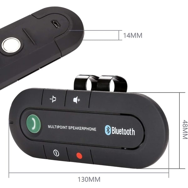 Håndfri Bluetooth Solskjerm Bilsett Baksete Kompatibel med iPhone, Samsung for GPS, Musikk, Samtaler - Perfekt
