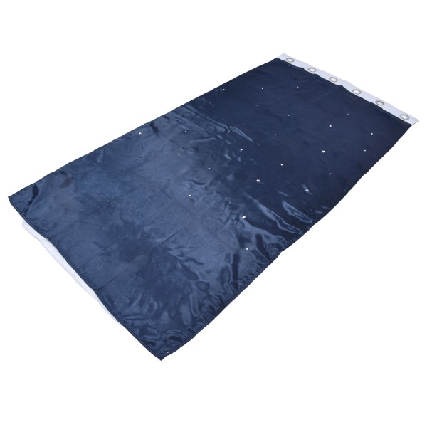 Gardin Dobbelt hult åndbart filter Naturligt lige polyester mørklægningsgardin til soveværelse Stue Skolestue Mørkeblå