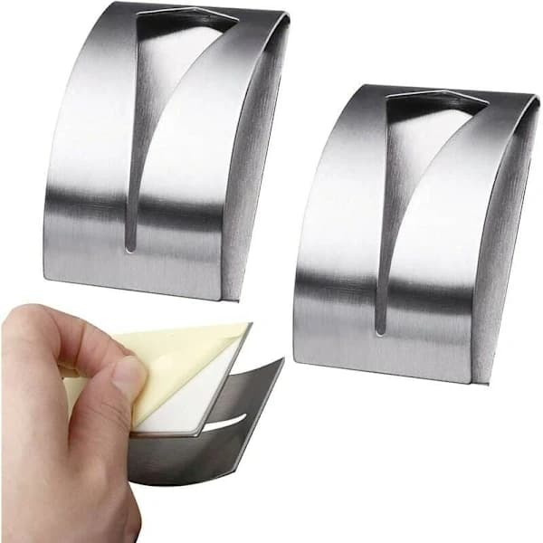 3-pack självhäftande handduks- och disktrasehållare, väggmontering i rostfritt stål, silver
