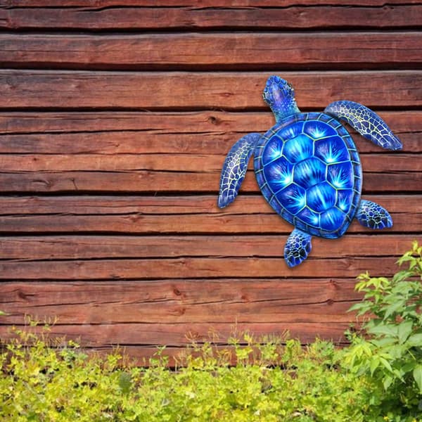Jern Skildpadde Væghæng, Udendørs Dekoration (Blå)