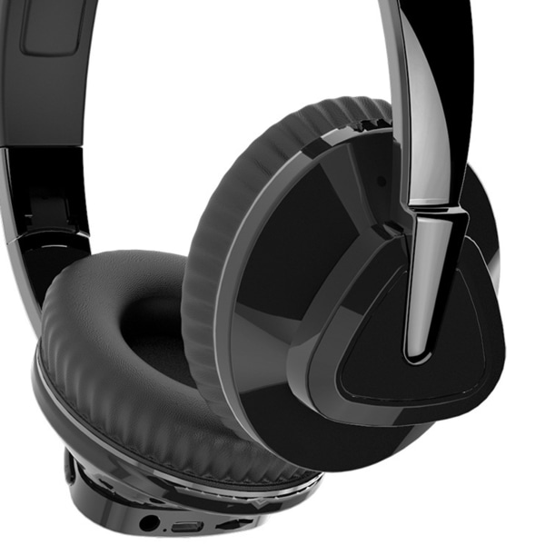 Bluetooth Headset Tung Bass Stereo Myk Komfortable trådløse Bluetooth-hodetelefoner for datamaskin mobiltelefon Svart