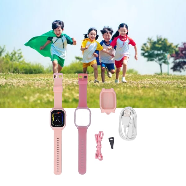 Barn Smart Watch High Definition Storskjerm Talemelding Videosamtaler Multifunksjon 4G Barneklokke Rosa