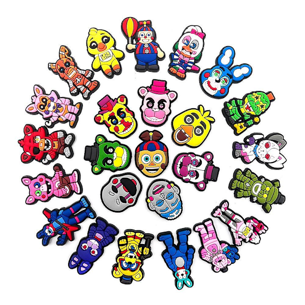 25 st/set Five Nights at Freddy's skocharm för träskor, sandaler, FNAF skräckspel skotillbehör för barn, vuxna, festgåvor - WELLNGS