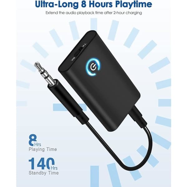 Bluetooth-sender og -modtager, 2-i-1 Bluetooth-lydadapter, mini bærbar 3,5 mm-stik, dobbelt link-sender kompatibel med Bluetooth-lydenheder