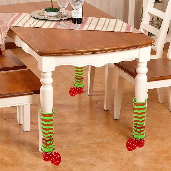 Tomte Strumpbyxor Bordsbensskydd för Juldekoration 2-pack