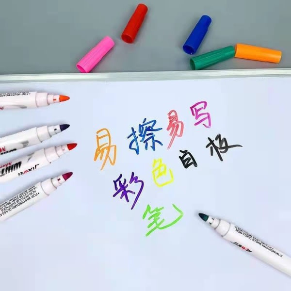 812 färger Whiteboard-pennor Vattenbaserad raderbar Whiteboard-penna Present till elever Barn Lärare 12 färger