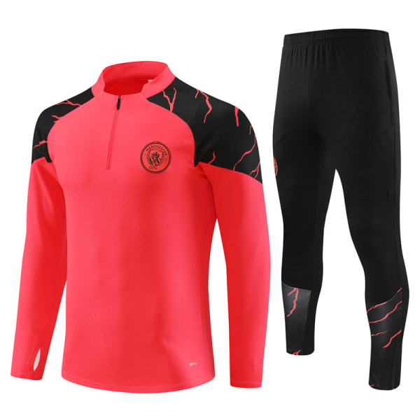 23-24 Manchester City Hjemmedrakt Nr. 17 De Bruyne Foden Nr. 9 Haaland Langermet Sett For Barn Og Voksne Orange Rød orange red XXL_paris orange red XXL