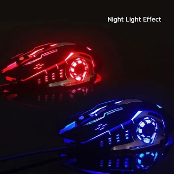 USB LED Optisk Kablet Mus - Stille Klik - 2400DPI (Sort)
