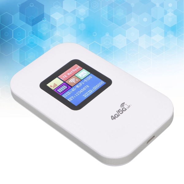 4G WiFi -reititin Valkoinen mikrokorttipaikka jopa 10 käyttäjään 1,44 tuuman LED-näyttö 2100 mAh akku 4G LTE -reititin puhelimen PC-tabletille