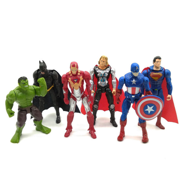 6./ set Marvel Dc Superhjälte Action Figur Leksaker Superman Iron-man Captain America Batman Hulk Thor Lekset Pvc Dockor Leksaker Barn 9cm