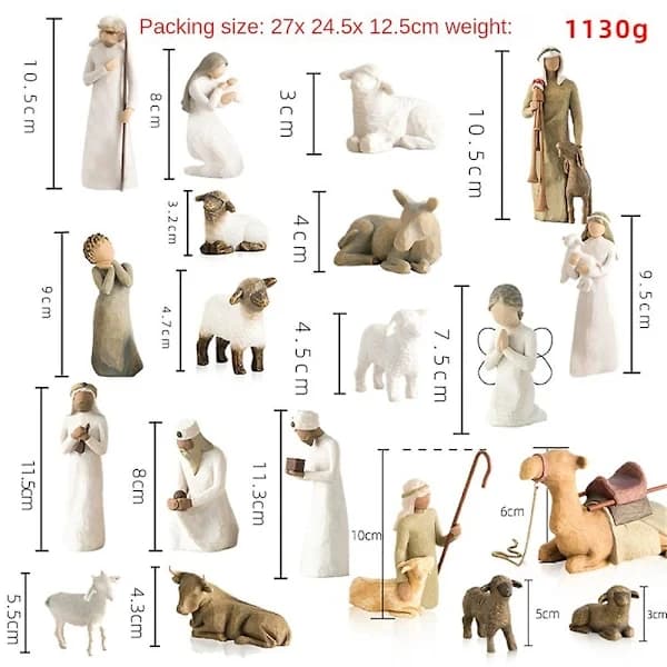 Willow Tree Julkrubba Figurset Staty Handmålad Dekoration Julklapp ~ Jesus 10-delars set