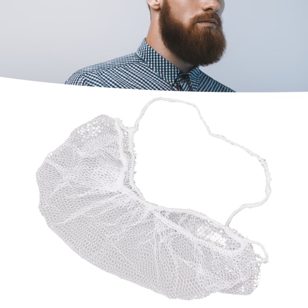 100 stk skægbeskyttere engangsnylon elastisk åndbar latexfri skægbeskytter net hvid