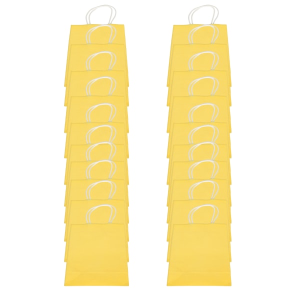 20 kpl Kannettava voimapaperikassipakkaus lahjapussitarvike ostoksille syntymäpäiväjuhliin 15 x 8 x 21 cm keltainen