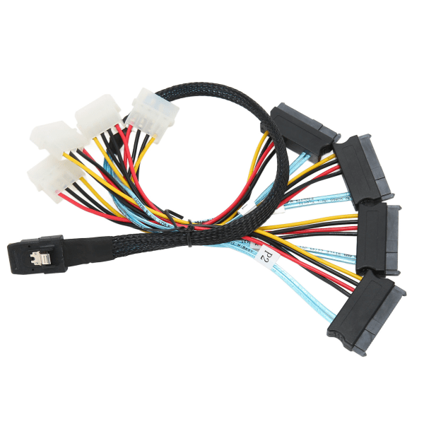 Seriell ATA-kabel 12 Gbps høyhastighets SATA8087 SFF8482 4-pinners adapterlinje for overføring 0,5 m / 1,64 fot