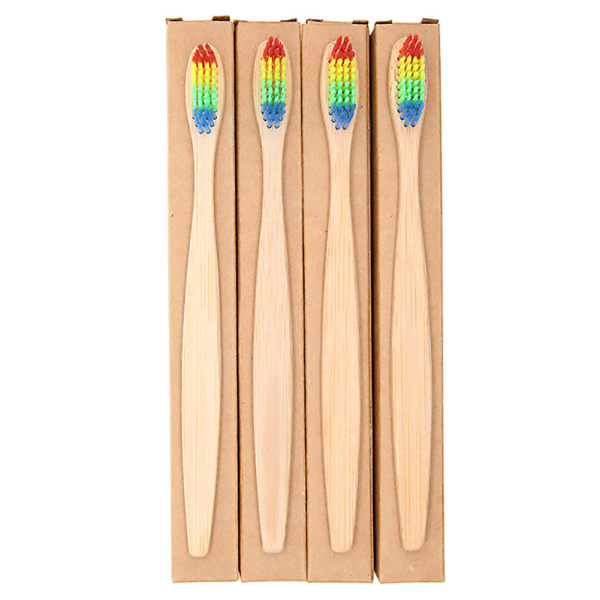 4/6/10 st regnbågsfärgade dubbelkärna borst Miljövänlig bambu tandborste