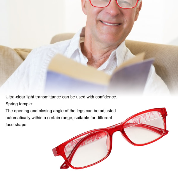 Läsglasögon Presbyopiska glasögon Röd ram Glasögon för män kvinnor med förvaringslådor (+350 röd ram)
