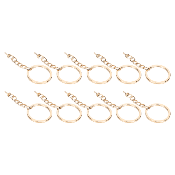10 st DIY-nyckelring med kedja Bärbar metallnyckelring Ögonskruv Smyckenhänge Tillbehör Guld 28mm