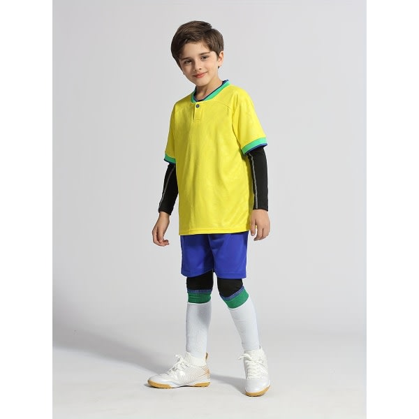 2PC fotbollströjor för barn, kortärmade t-paidat Shortsit Pojkar Snabbtorkande ventilerande fotbollskläder för barn Numero 4&S
