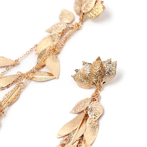 1 par modelegering långa hänge örhängen bladdekoration örhänge kvinnor smycken guld