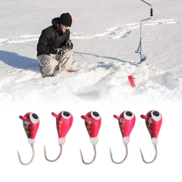 5 stk Vinter isfiskeri Jigs Kit til bas aborre Crappie Micro Ice fiskekroge lokker 4MM
