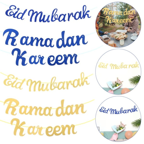 Hengende flaggbanner GOLD RAMADAN KAREEM gull Ramadan Kareem-Ramadan Kareem