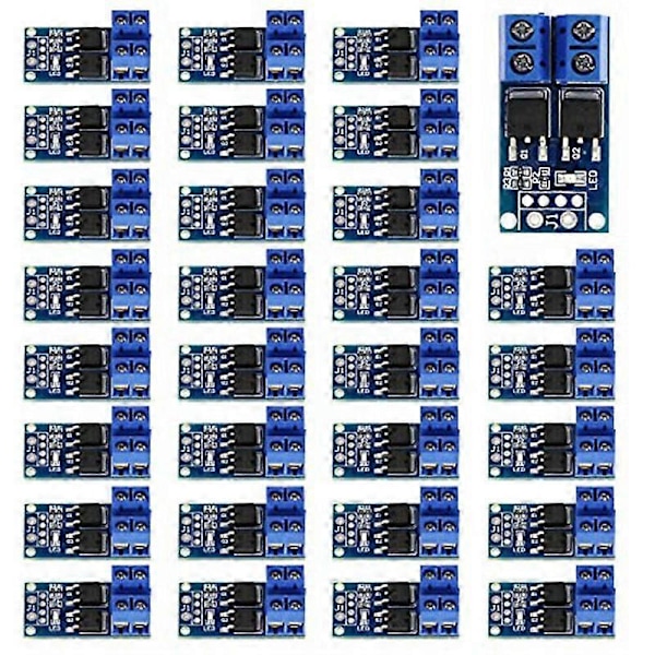 30 st MOSFET Switch Drive Modul DC 5V-36V 15A (Max 30A) 400W Dubbel Högeffekt 0-20KHz PWM DC Motor S.pa