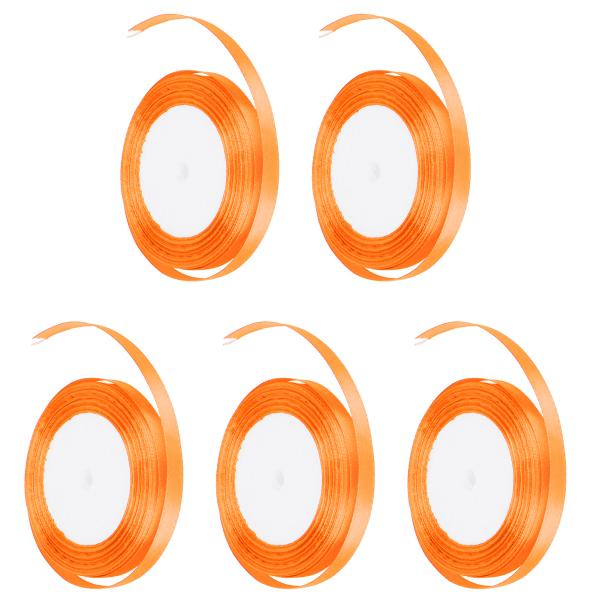 5kpl / set satiininauha 22m pitkä 10mm leveä hääjuhlakoristelu DIY-tarvikkeet lahjakakkujen karkkirasiaan käärimiseen Oranssi